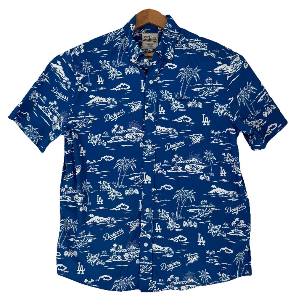 Reyn Spooner Royal Los Angeles Dodgers Kekai Hawaiian Shirt Size Large